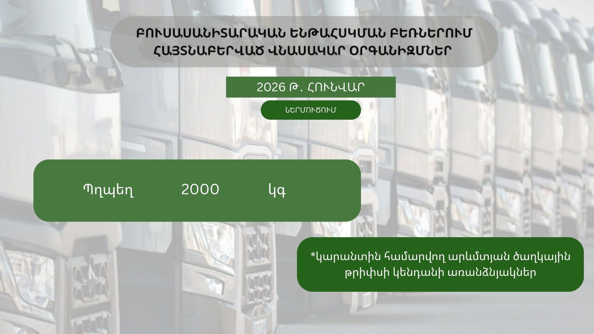 ԲՈՒՍԱՍԱՆԻՏԱՐԱԿԱՆ ԵՆԹԱՀՍԿՄԱՆ ԲԵՌՆԵՐՈՒՄ ՀԱՅՏՆԱԲԵՐՎԱԾ ՎՆԱՍԱԿԱՐ ՕՐԳԱՆԻԶՄՆԵՐ (2026 թ․ հունվար)